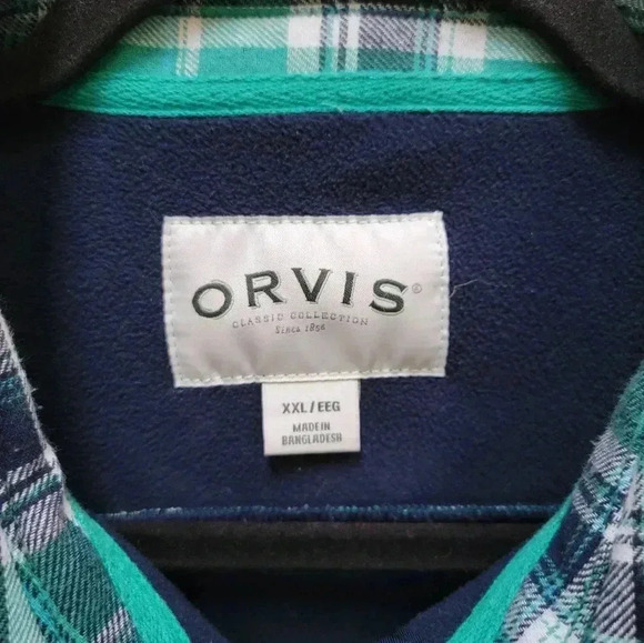 Orvis Fleece Lined Snap Button Down Striped Flannel Jacket Plus Size XXL - Picture 3 of 3